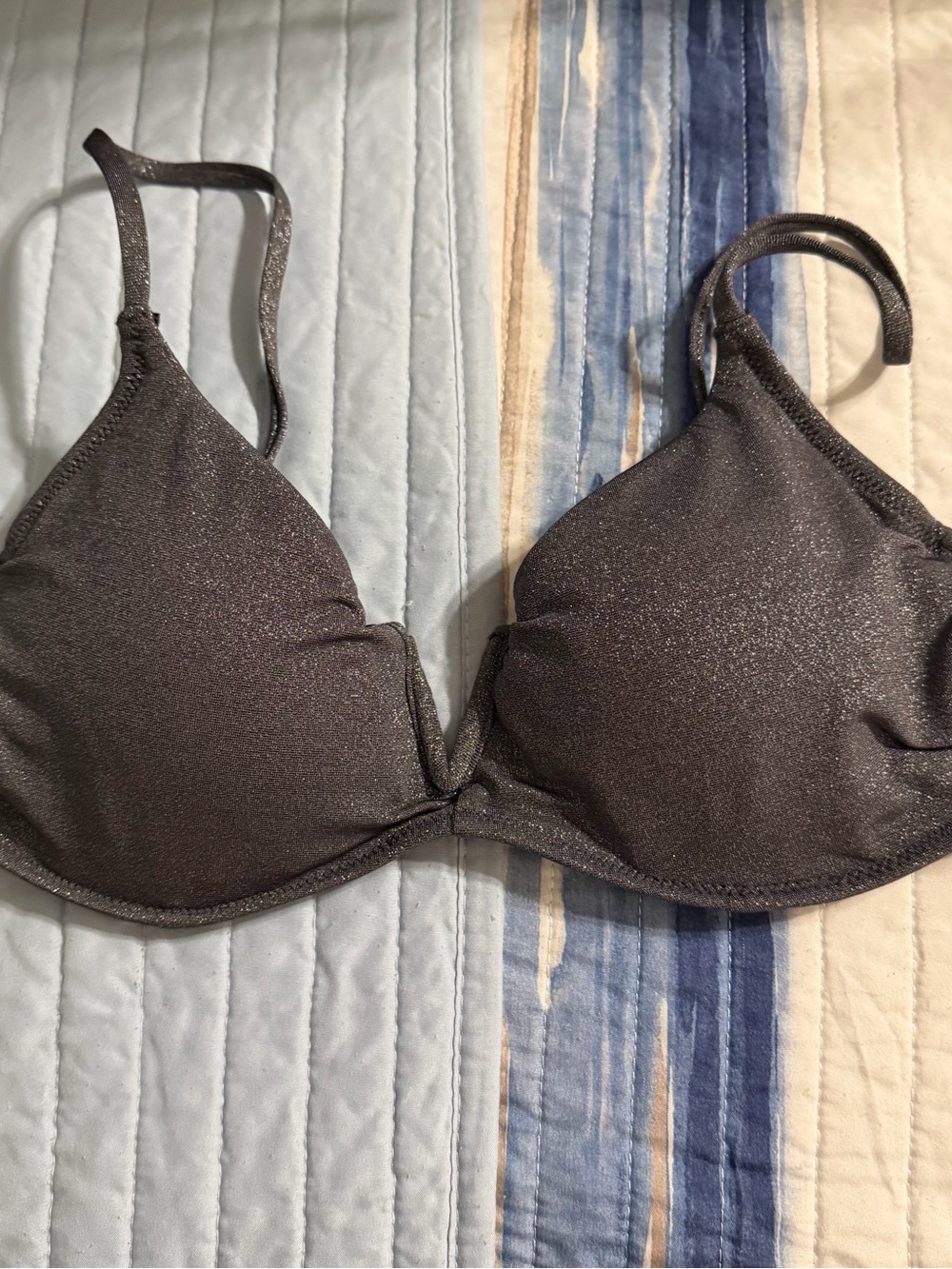 Shimmery Grey V-Wire Bralette Bikini Too Women’s Swim Shade & Shore